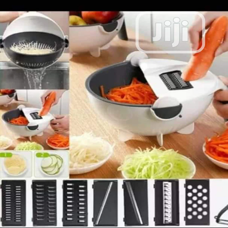 New 9in 1 Multifunction Magic Rotate Vegetable Cutter with Drain Basket Vegetables Chopper Veggie Slicer Kitchen Tool