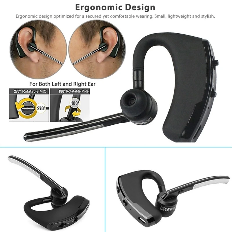 V8 Business Bluetooth Headset HD Call 3D Stereo Bass Handsfree Sport Wireless Headphones - Earphone