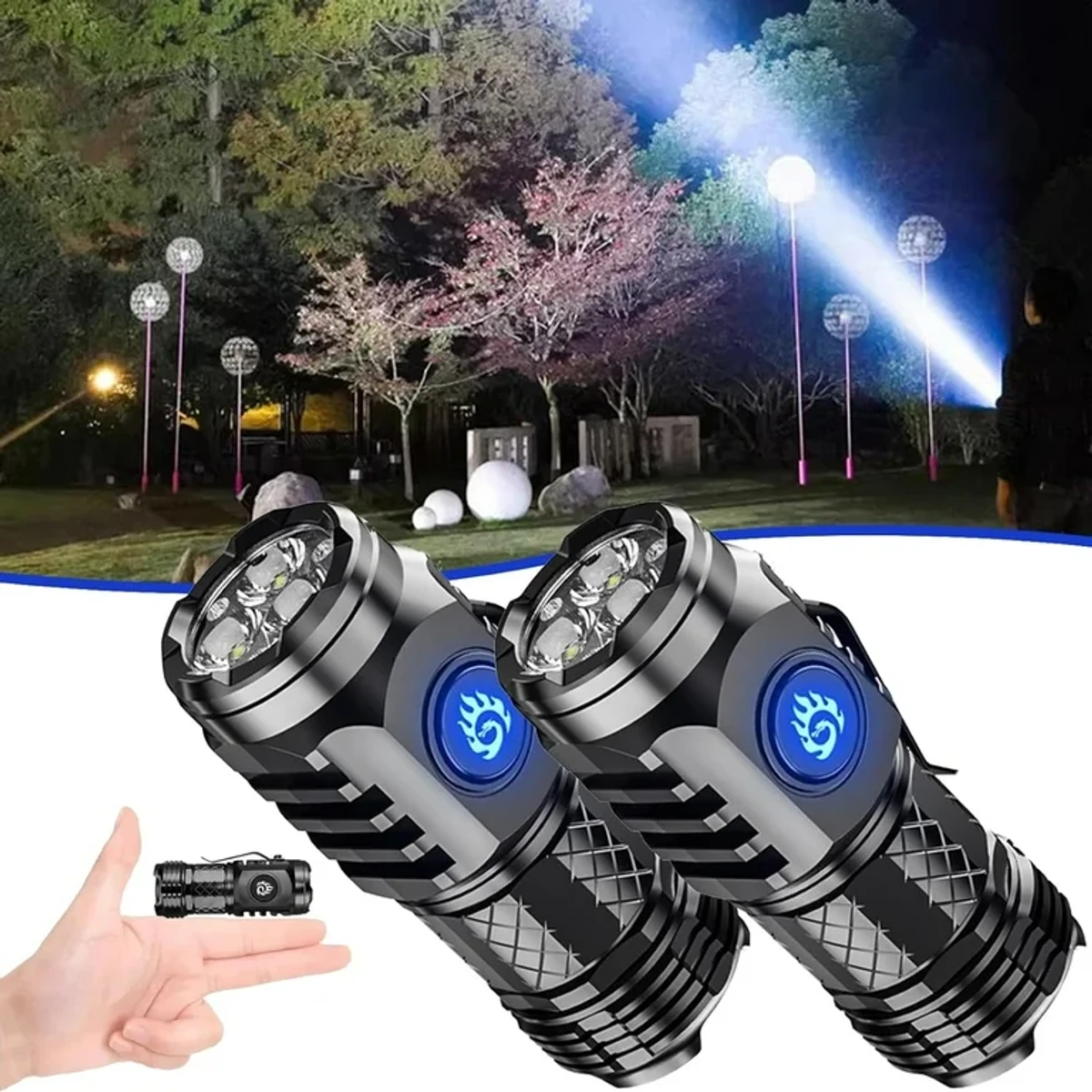 Three-Eyed Monster Flashlight Super Bright Hand Flashlight Dimmable Flashlight Rechargeable LED